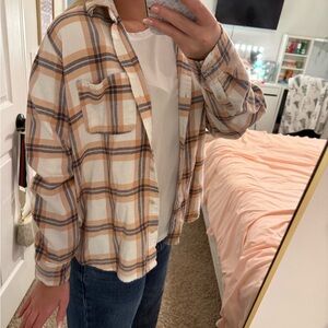 Target Tan and Cream Plaid Shirt